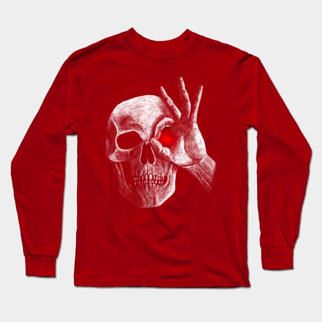 Skeleton with glowing eye Long Sleeve T-Shirt by MARCHY